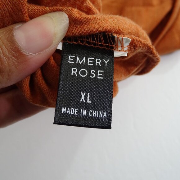 Emery Rose Orange Colorblock Crew Neck T-Shirt Top Women Size XL Fall Casual - Picture 4 of 8